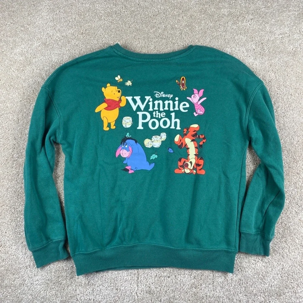 Disney Winnie the Pooh Green Graphic Sweatshirt Tigger Eeyore Piglet Small - Picture 6 of 8